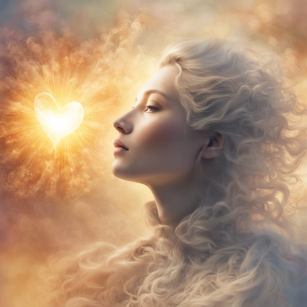 Divine Heart Radiates Plasma Love in Heavenly Sunshine