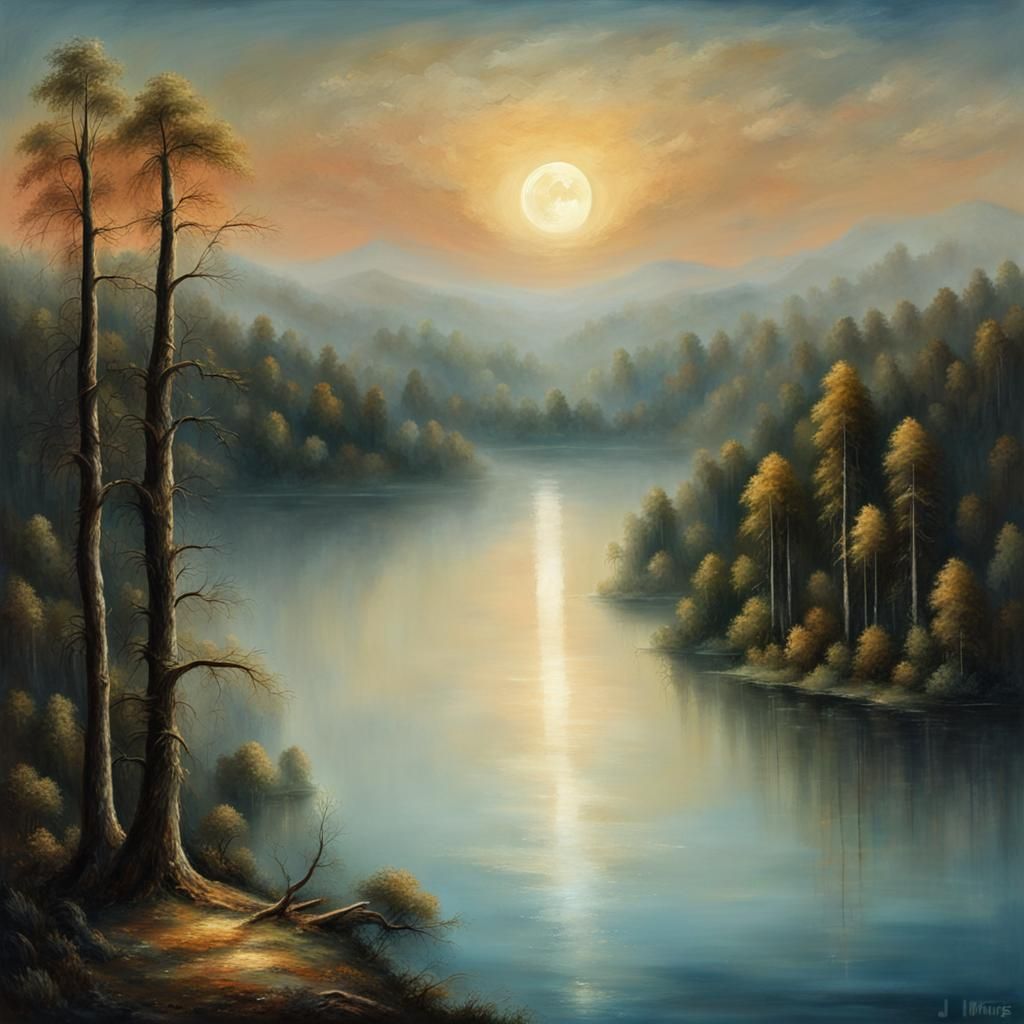 Twilight Lake: Fantasy Landscape Painting