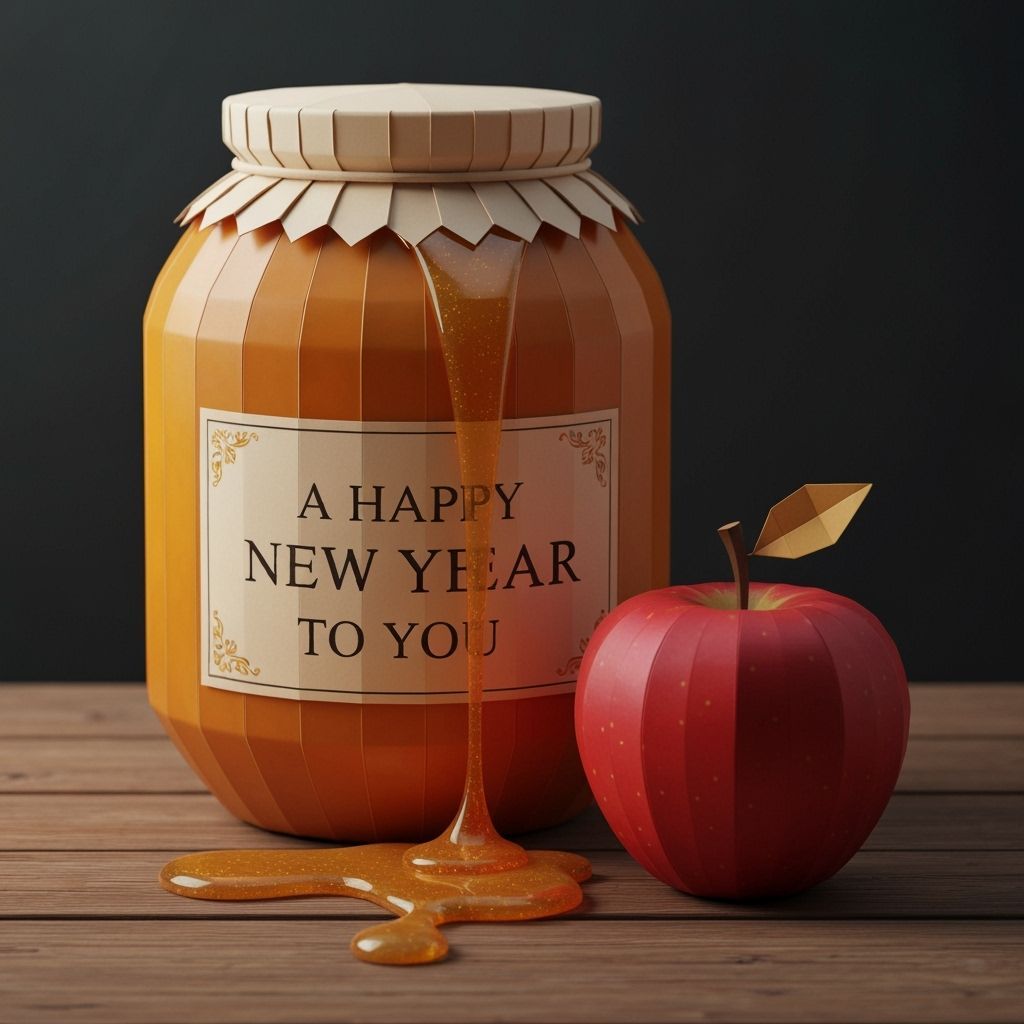 Papercraft Honey Jar & Apple in New Year Style