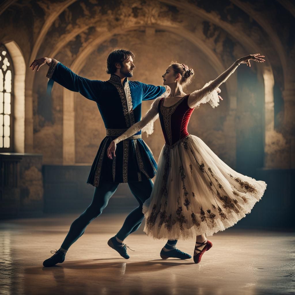 Dramatic Ballet Dancers in Modern Medieval Fusion