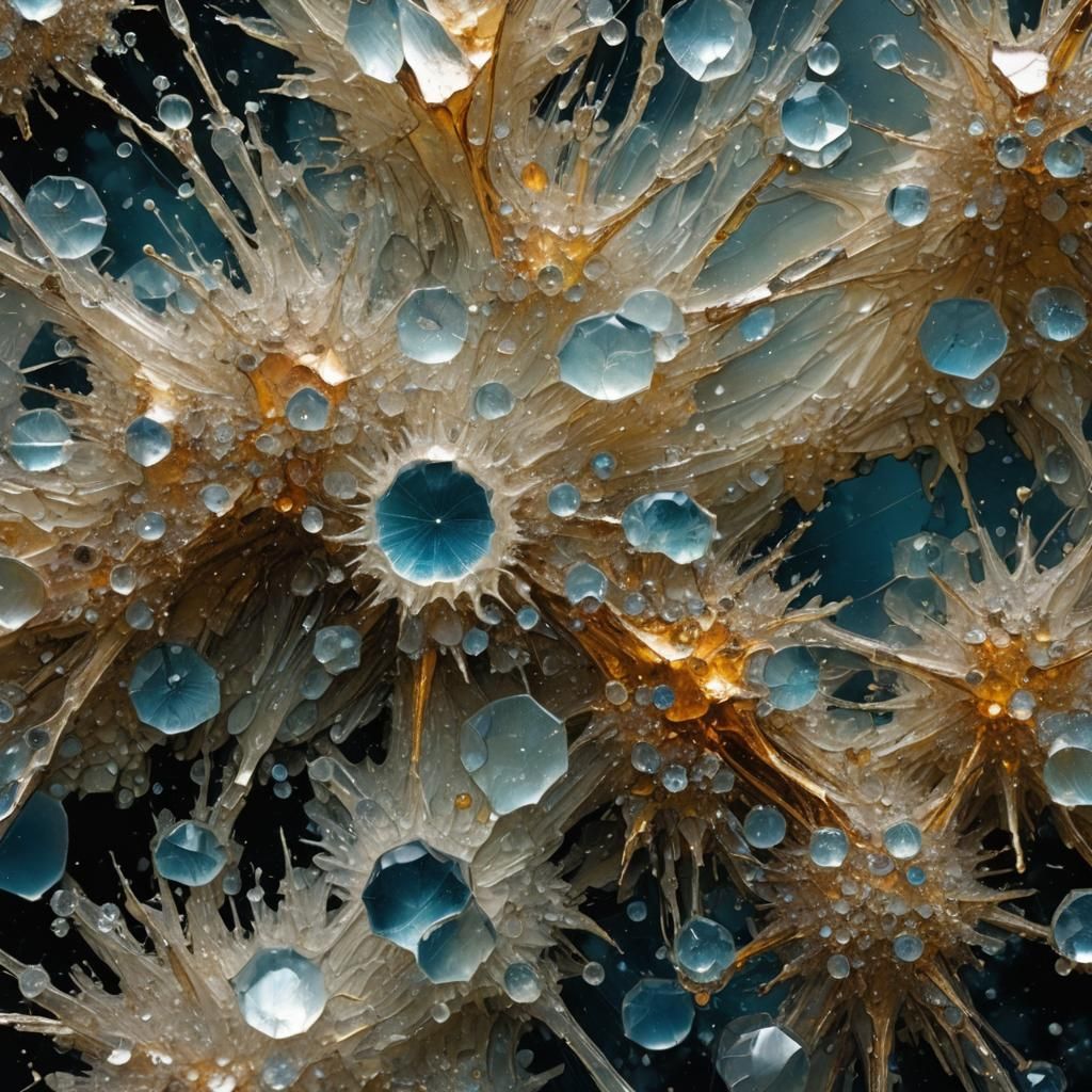 Viscous Honey Nebula with Fractal Water Crystals