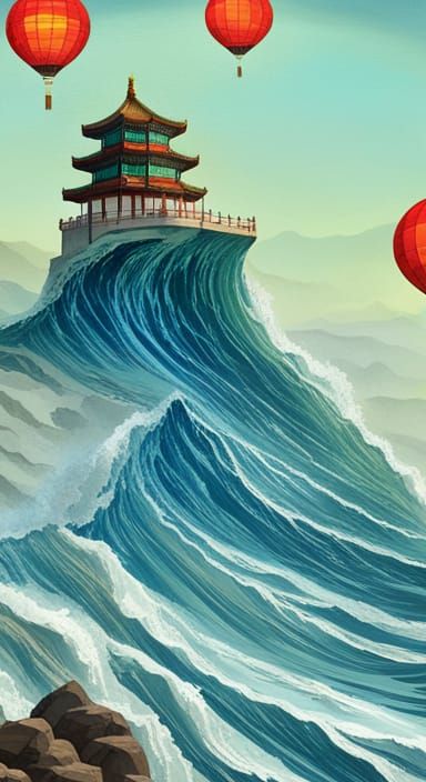 Moon Festival Wave Under Full Moon