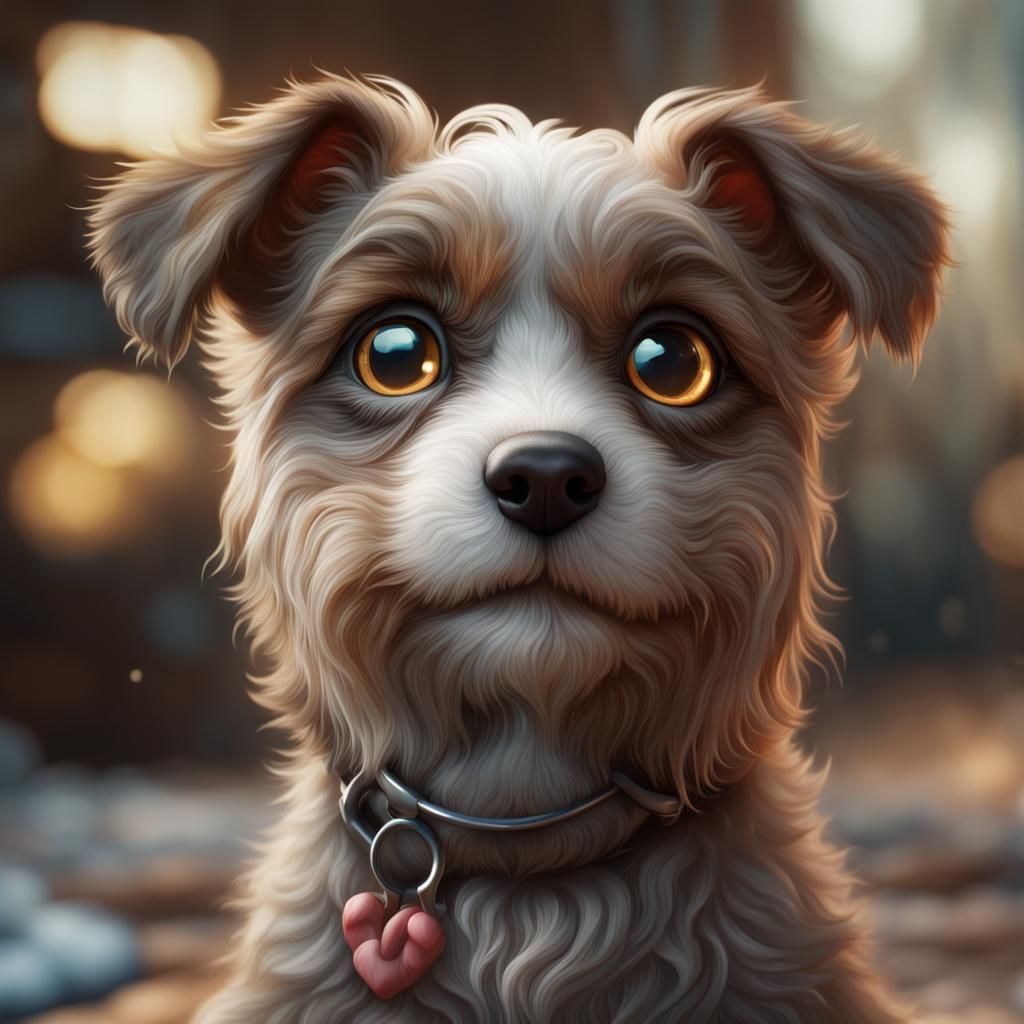 Hyper-Realistic Puppy Portrait with Big Eyes