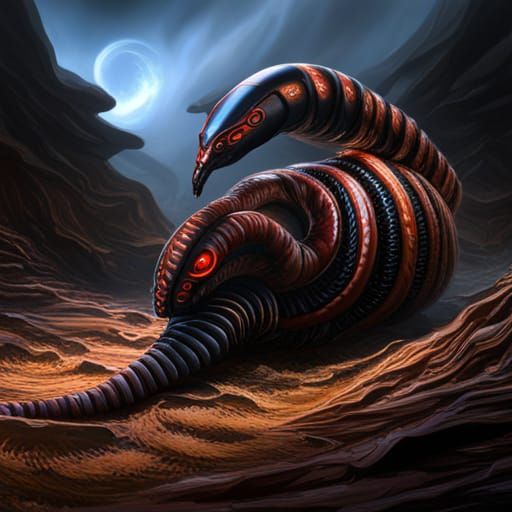Giant Millipede with Big Eyes: Detailed Fantasy Art