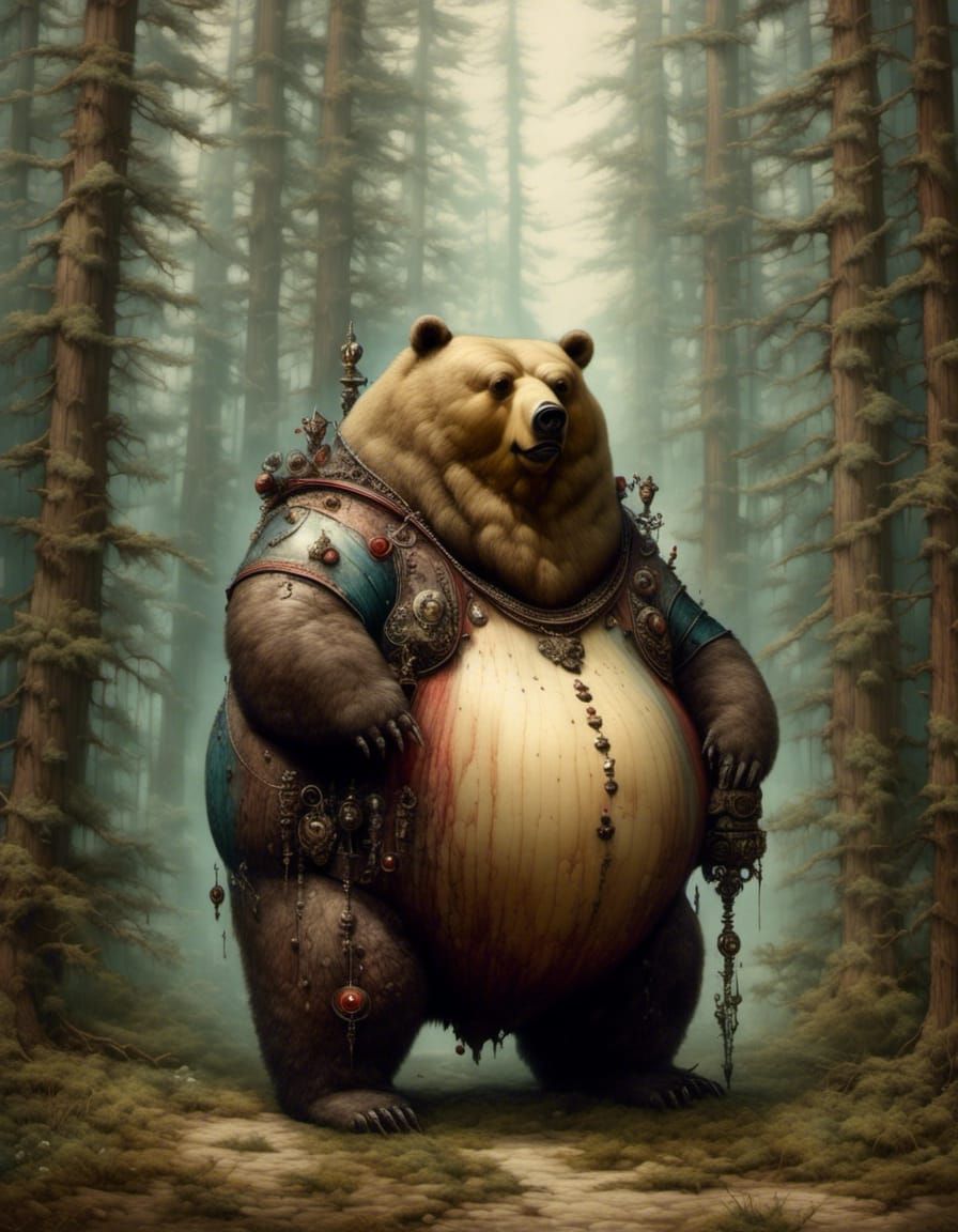 Renaissance Obese Bear Portrait