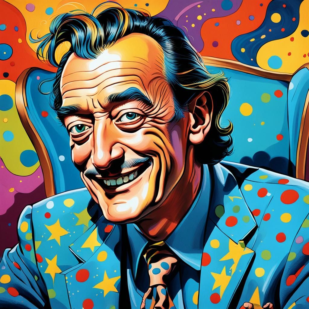 Vibrant Pop Art Portrait of Dan in Whimsical Wonderland