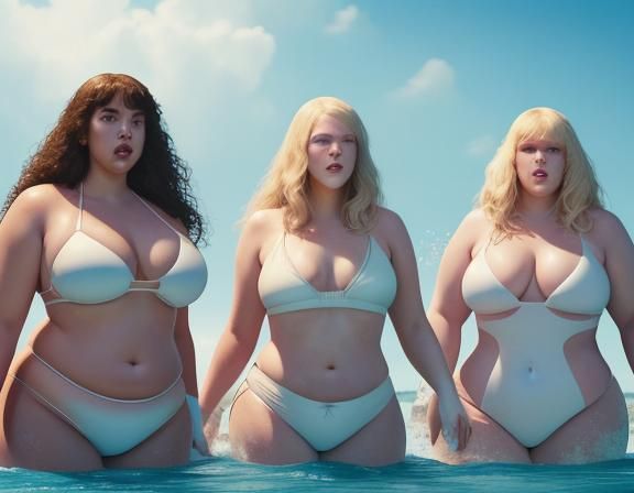 Hyperrealistic Image of Plus-Size Women in Bikinis