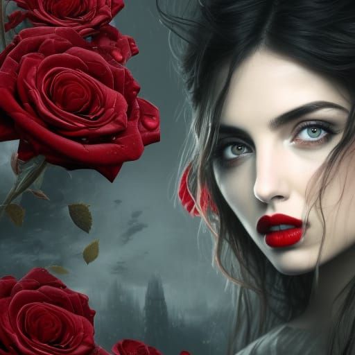 Ana de Armas with Roses: Hyperrealistic Portrait