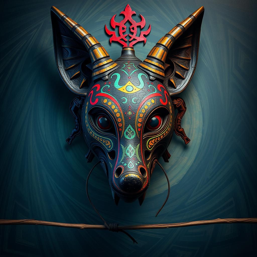 Mystical African Mask in Biomechanical Art Style