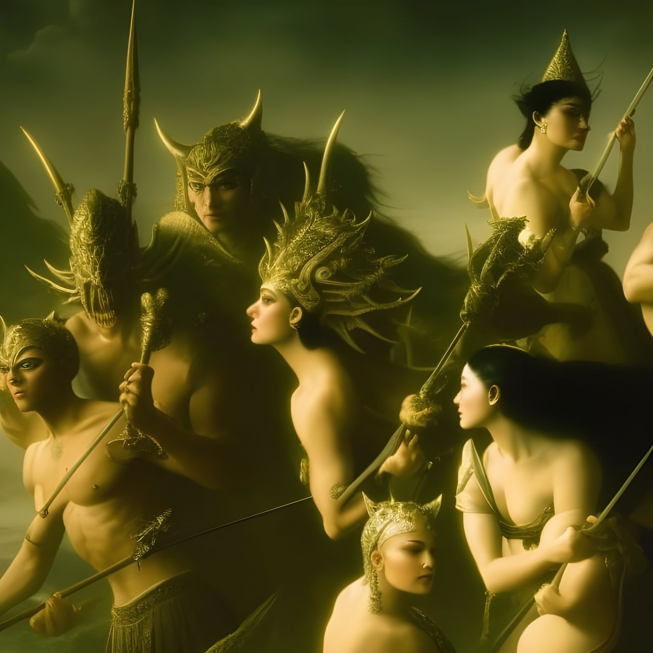 Bosch-inspired Garden of Earthly Delights with Demons