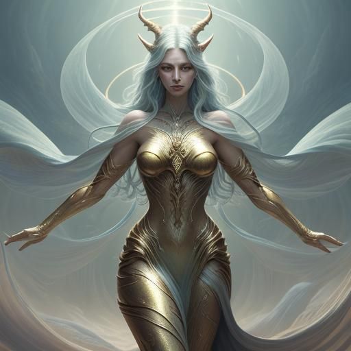 Mythical Woman's Transformation in Art Nouveau Style