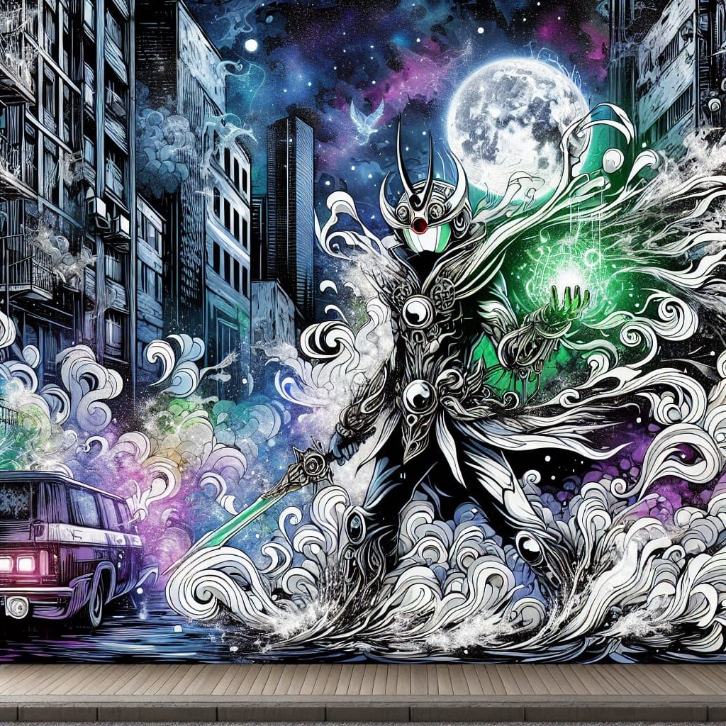 Ethereal Guardian in Urban Shadows