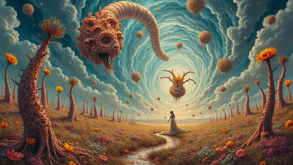 Surreal Landscape with Elastic Flora, Salvador Dali Style