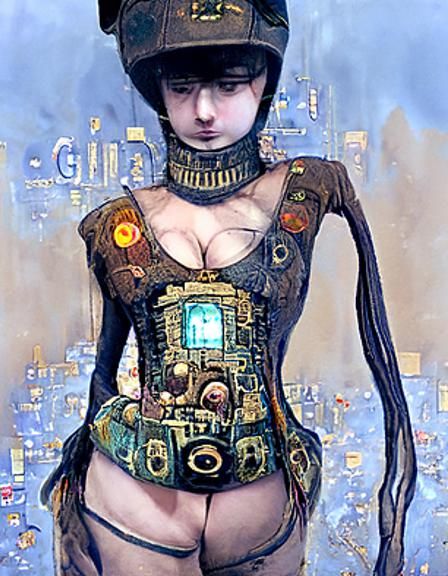 Android Girl in Dieselpunk Style