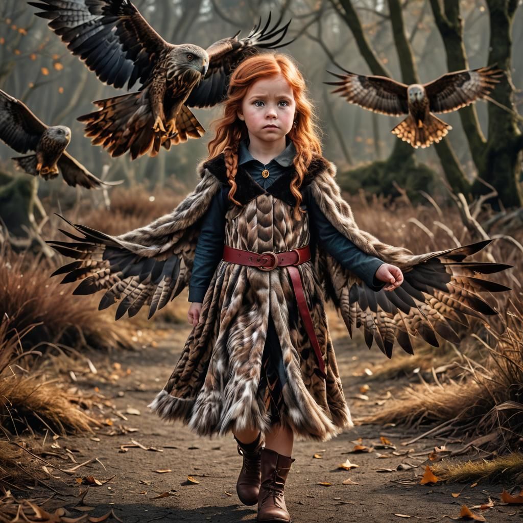 Ginny Weasley with Kite Wings, Hyperrealistic Portrait