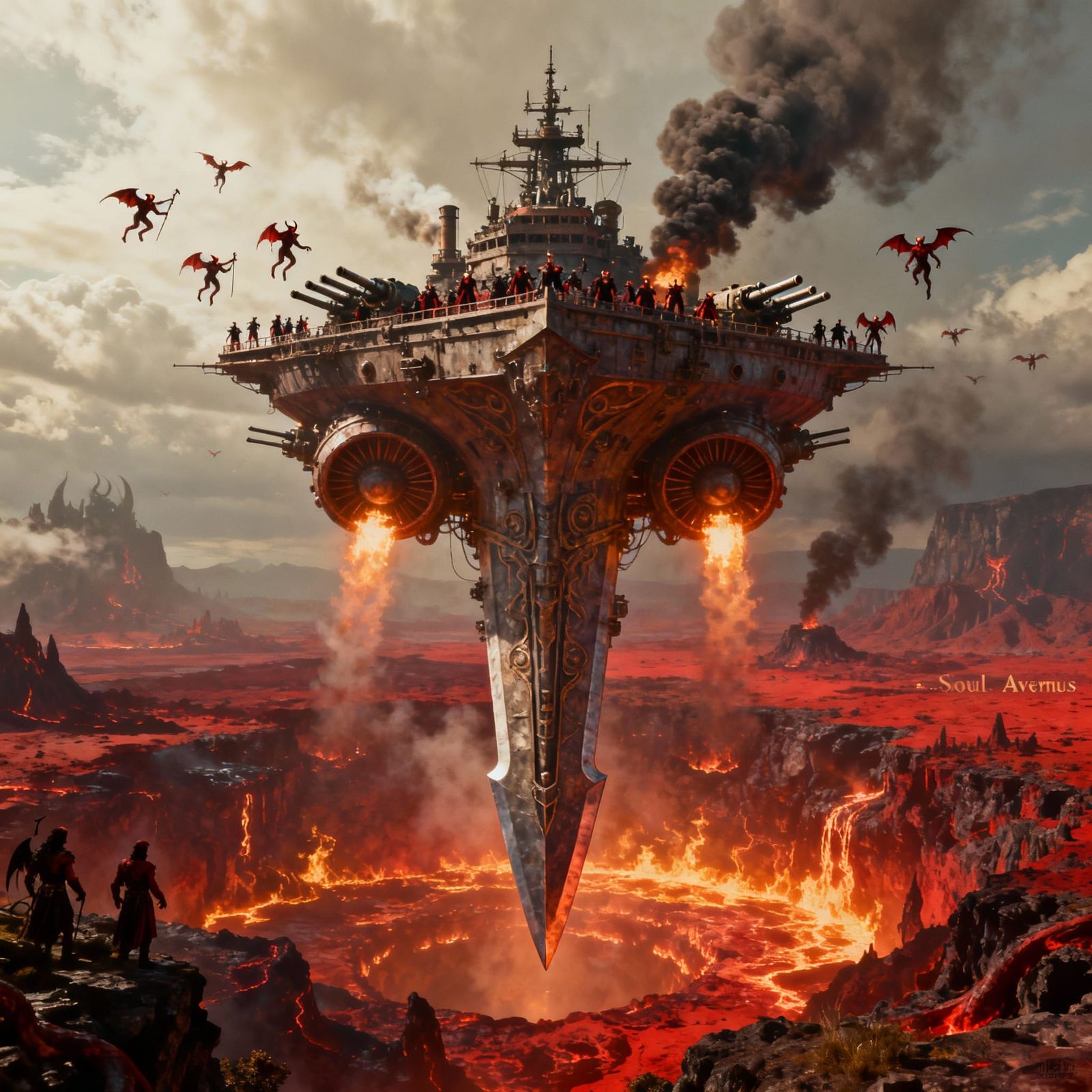 Dieselpunk Flying Fortress Blade Over Hell