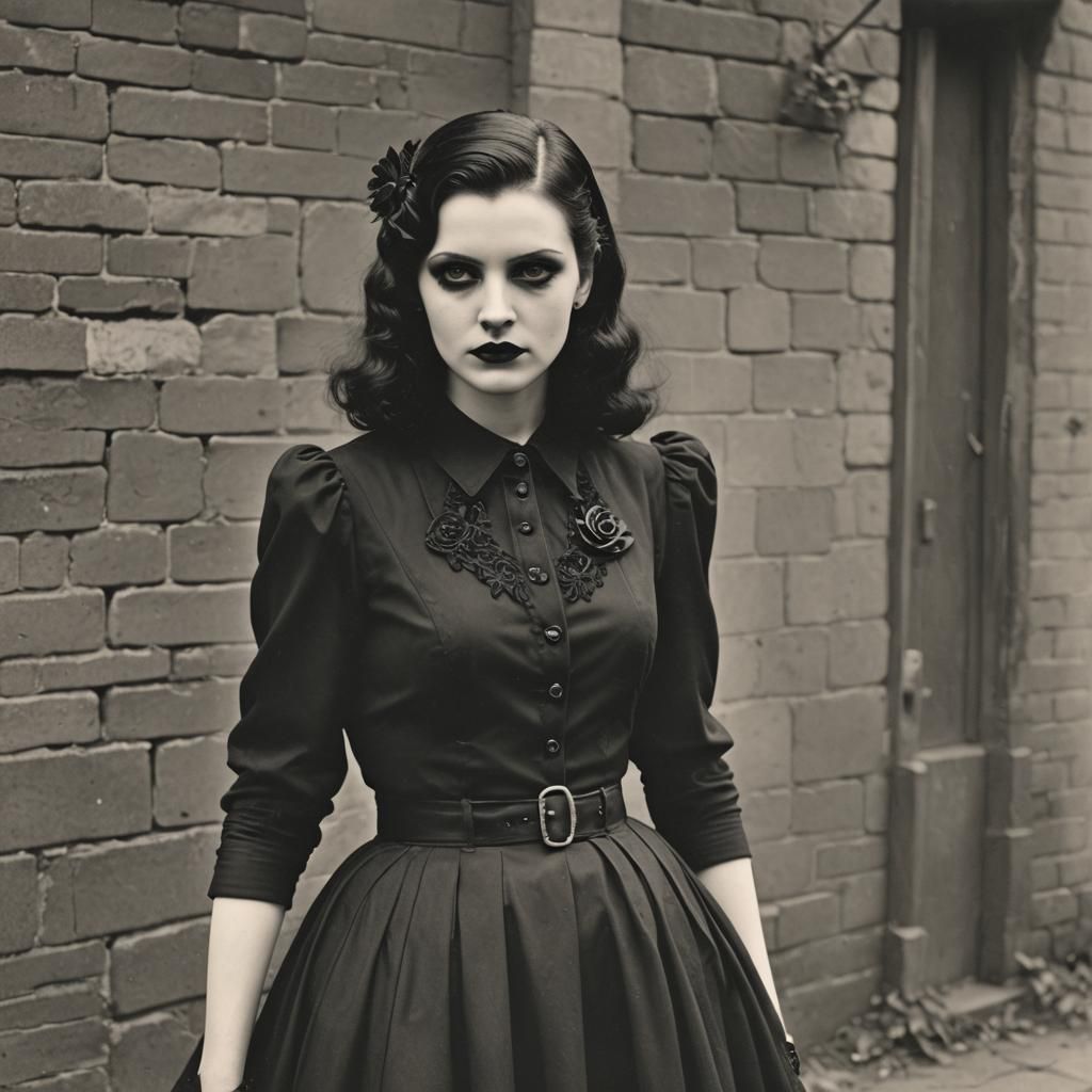 Goth Girl in 1940s Style