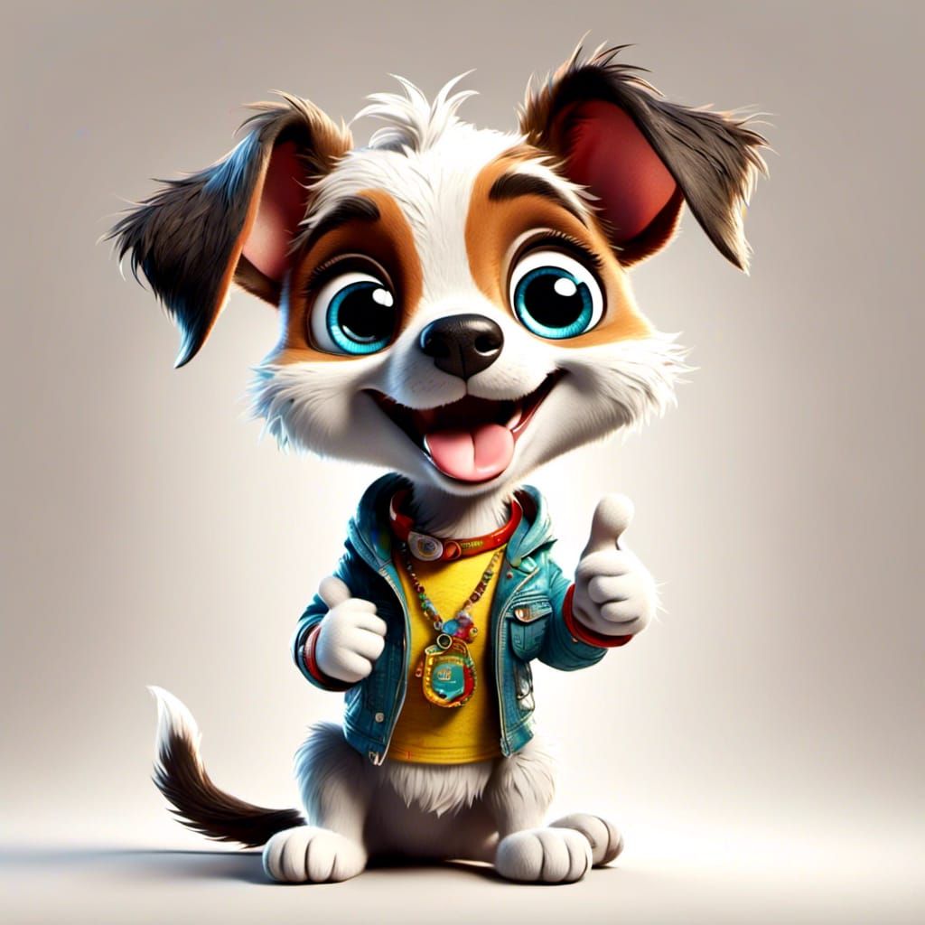 Cartoon Dog Giving a Thumbs Up Sign