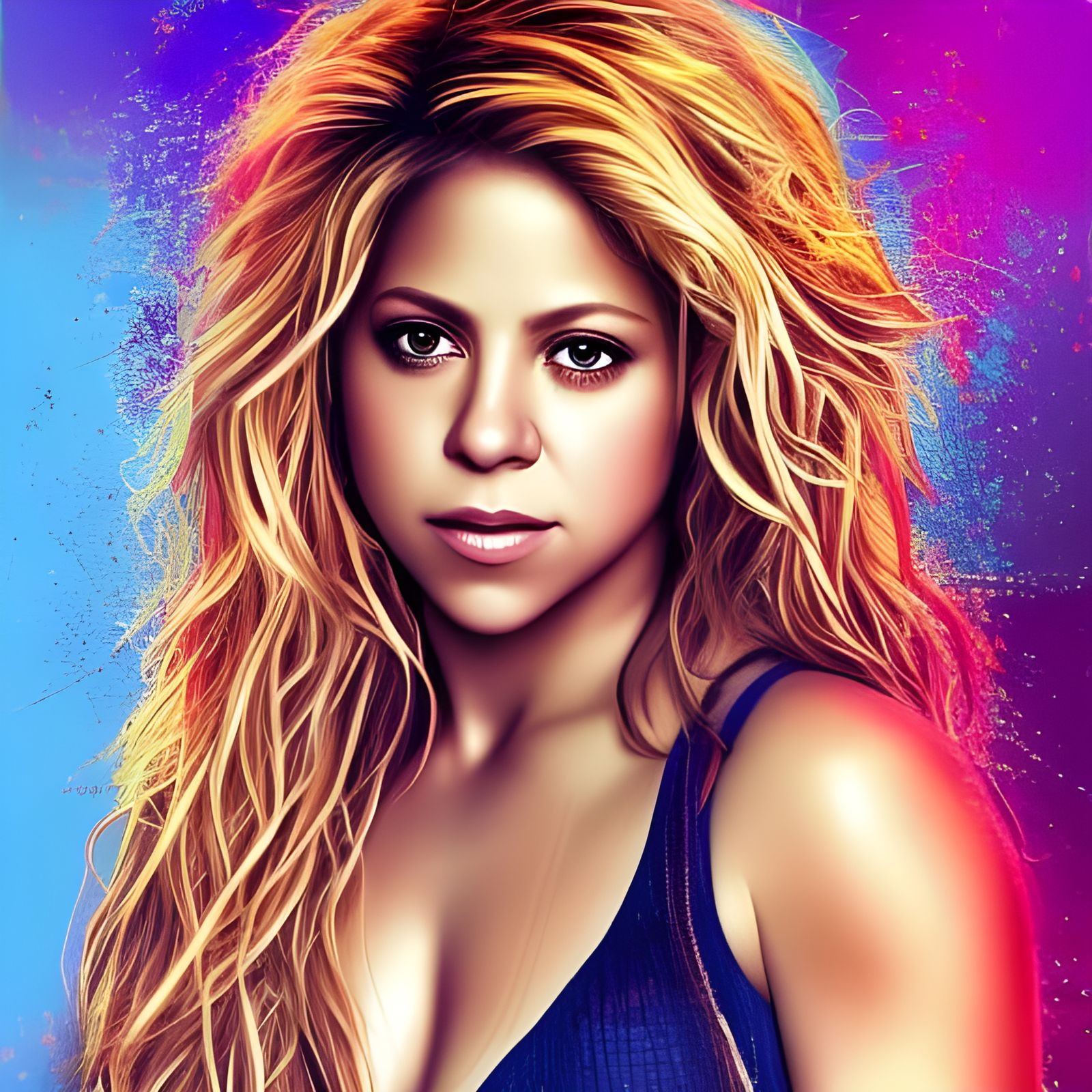 Hyperrealistic Splash Art Portrait of Shakira