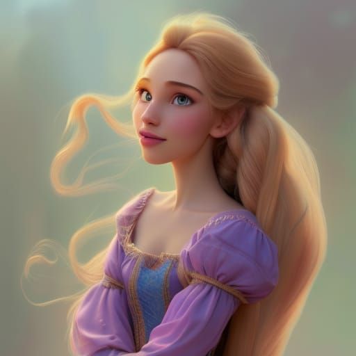 Rapunzel Portrait: Hyperdetailed Art Nouveau Style