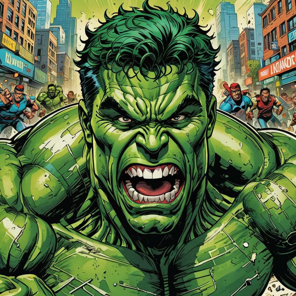Incredible Hulk Inspired Comic Book Art Portrait