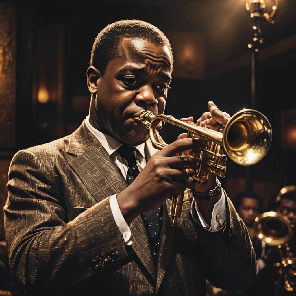 Louis Armstrong Portrait in Hyperrealistic Style
