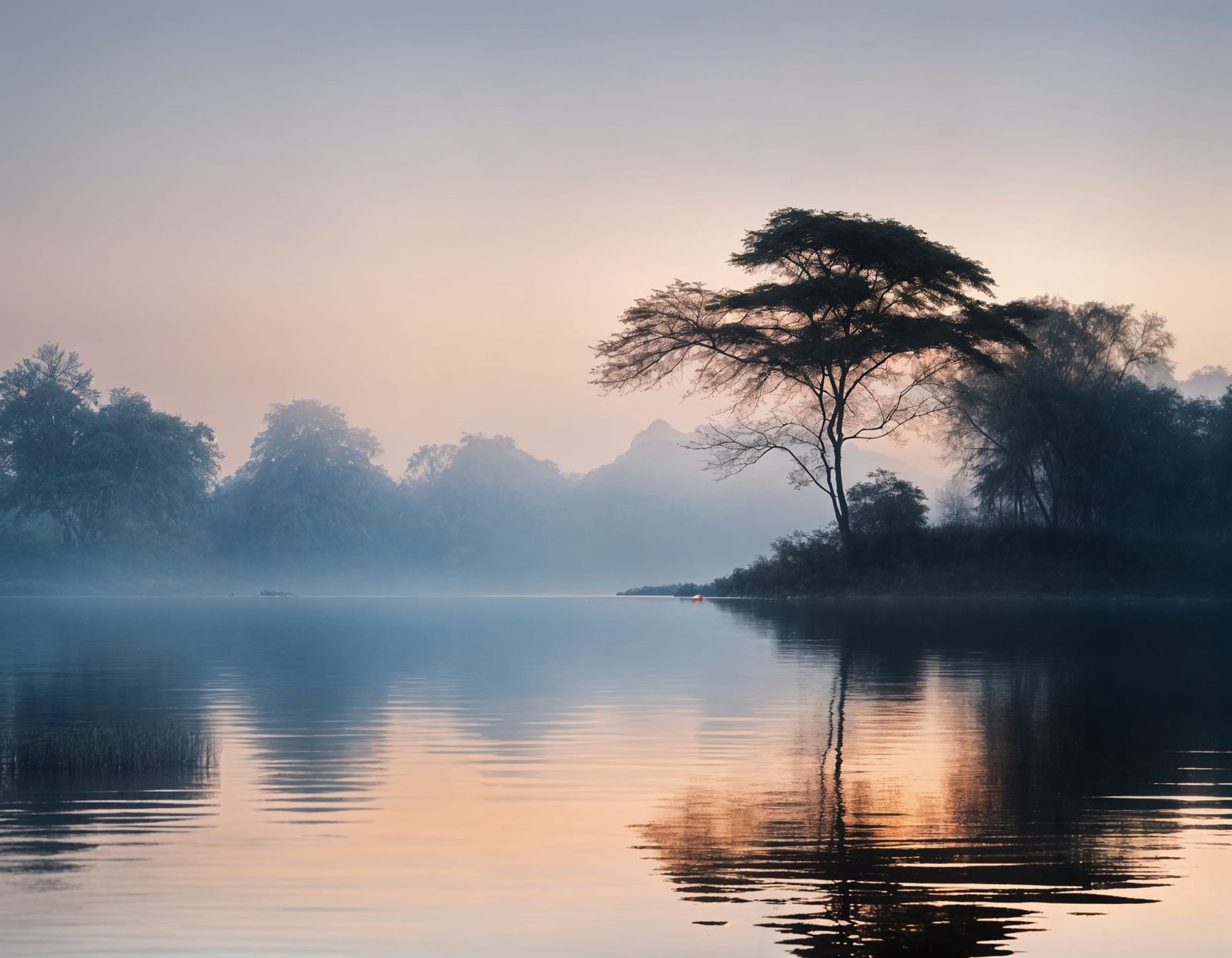 Serenity's Reflection in Soft Azure Waters