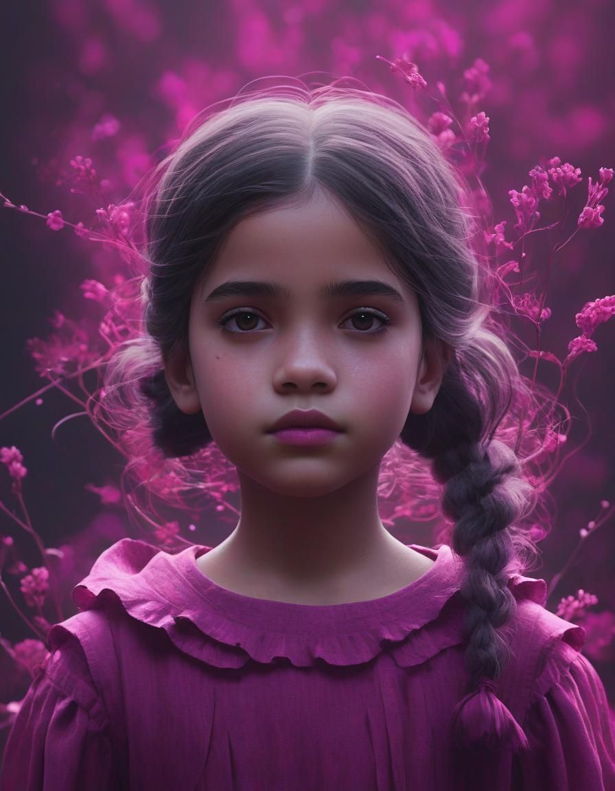 Ethereal Girl in Magenta: Minimalist CryEngine Art