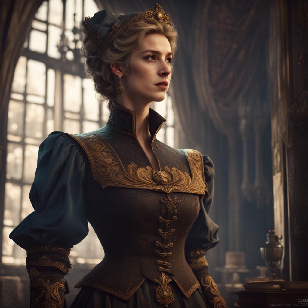 Victorian Noble Woman Burglar: Detailed Matte Painting