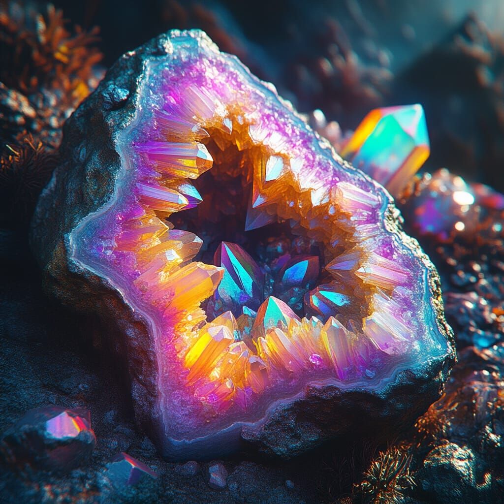 Vibrant Geode with Intricate Crystal Formations