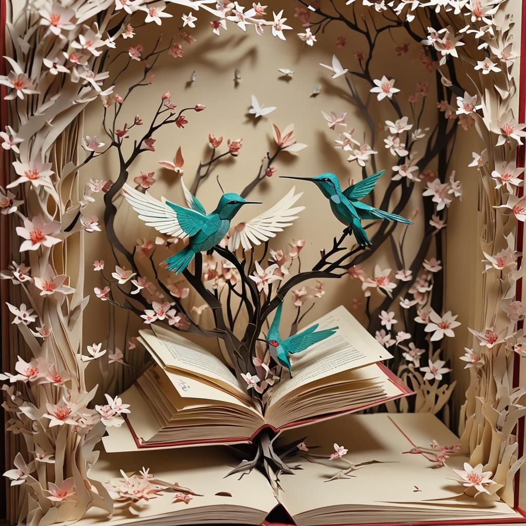 Papercraft Pop-Up Book with Tree and Bird