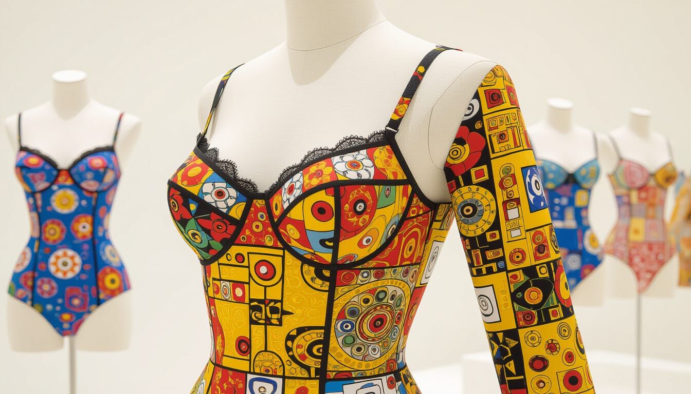 Intricate Lingerie with Expressive Lines and Playful Flair