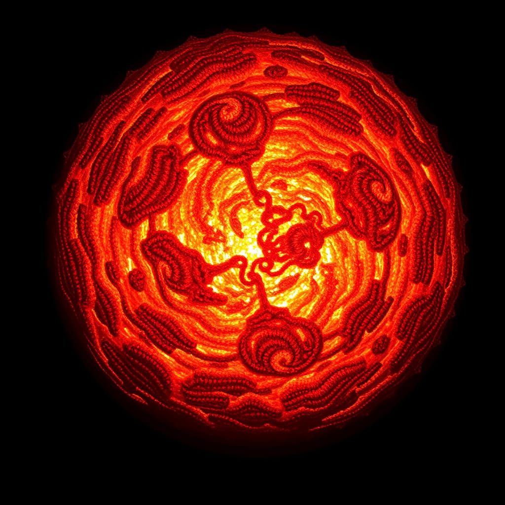 Vibrant, Ornate Crochet Rendition of Mars in Epic Sci-Fi Sty...