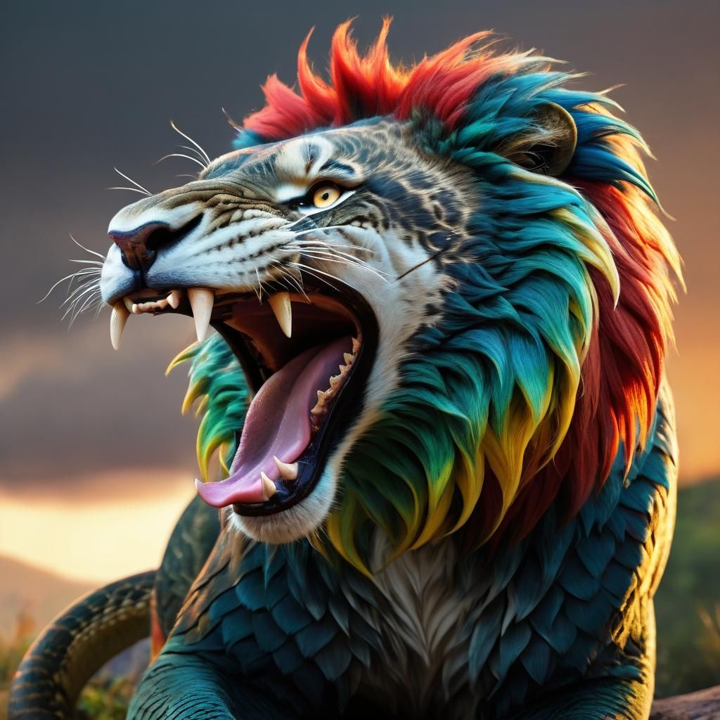 Lion-Headed Serpent Consumes the Sun