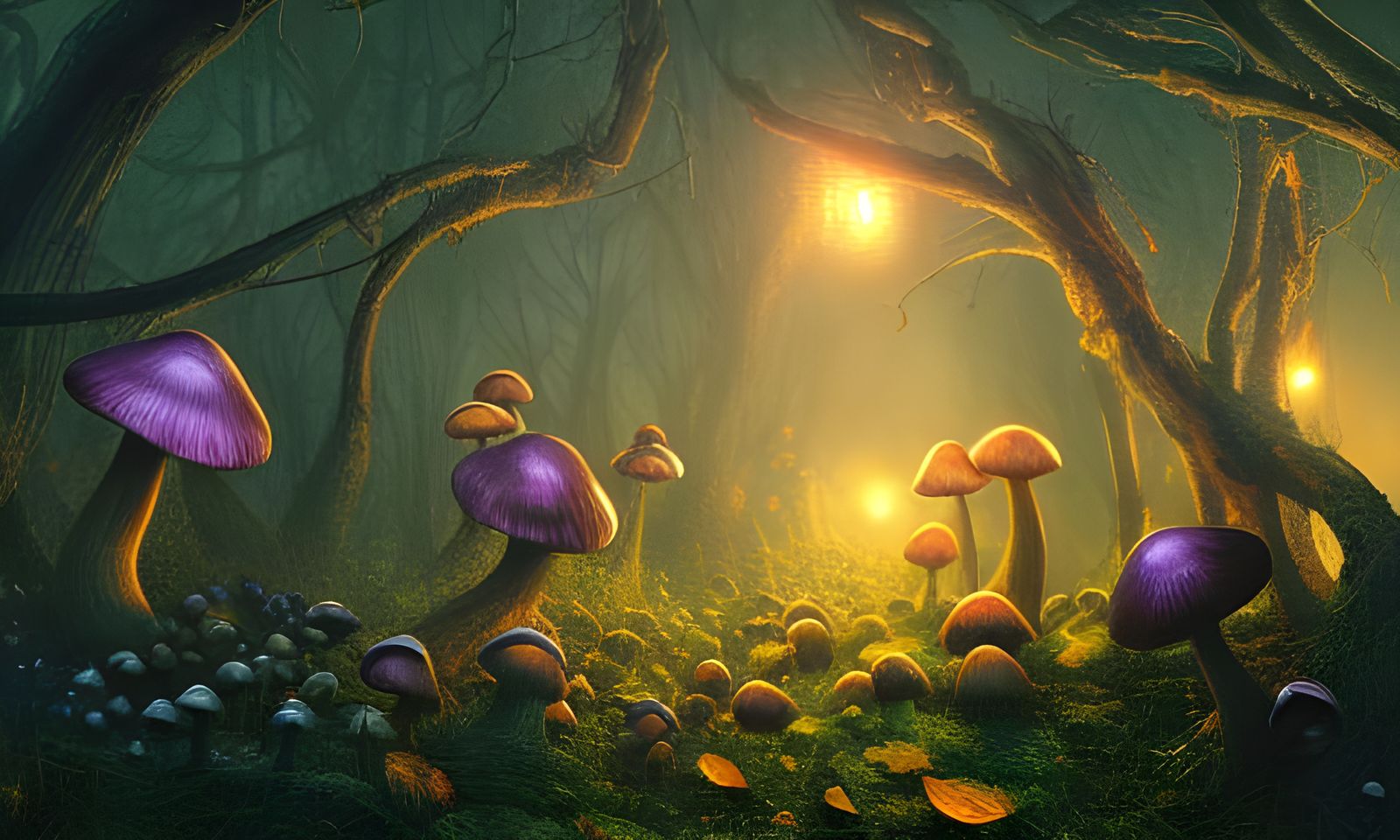 Sinister Nightshade Mushroom Party in Film Noir Style