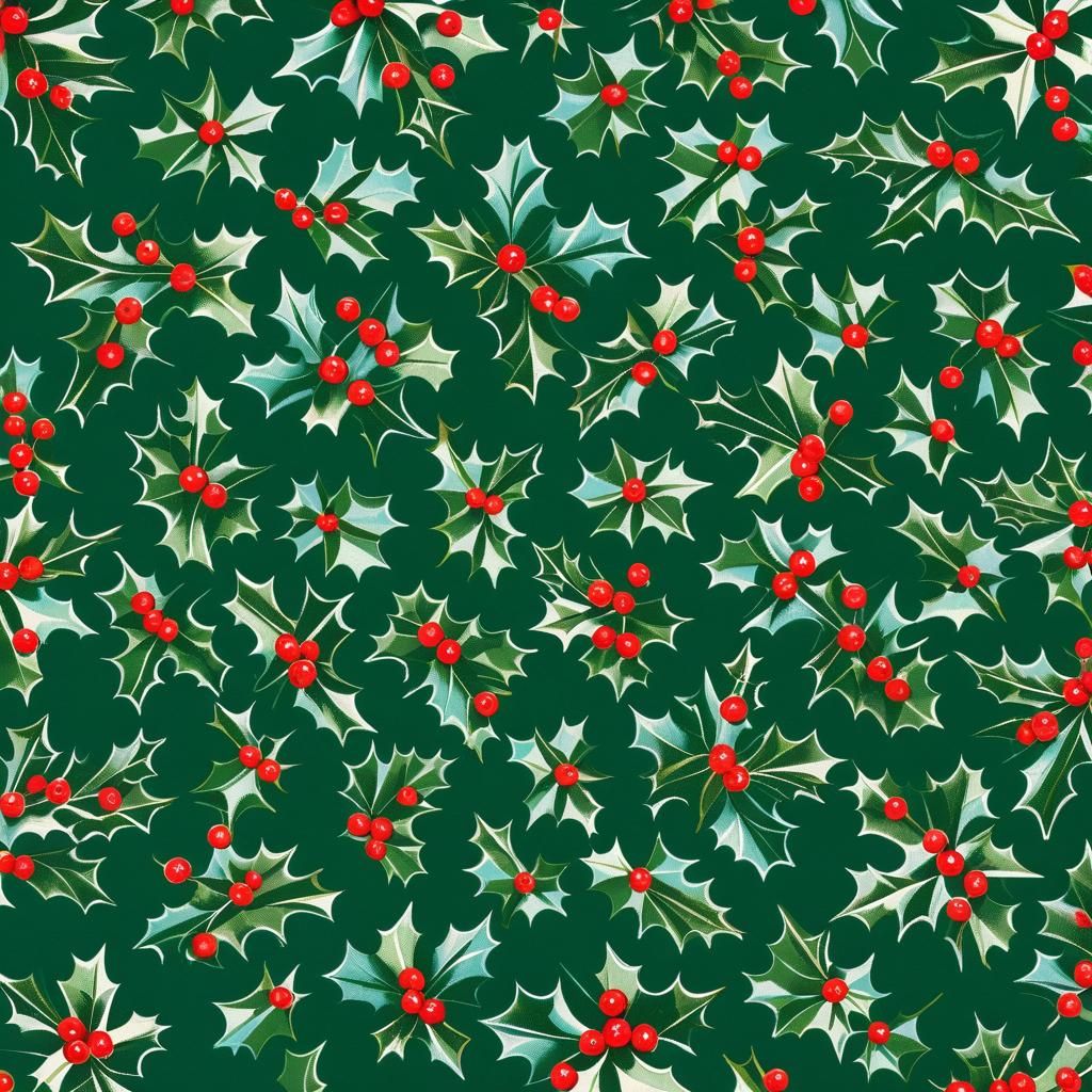 Festive Holly Christmas Wrapping Paper Pattern