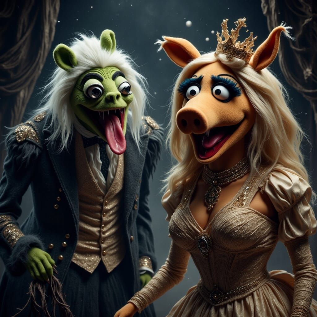 Kermit the Muppet as a Dark Fantasy Hybrid
