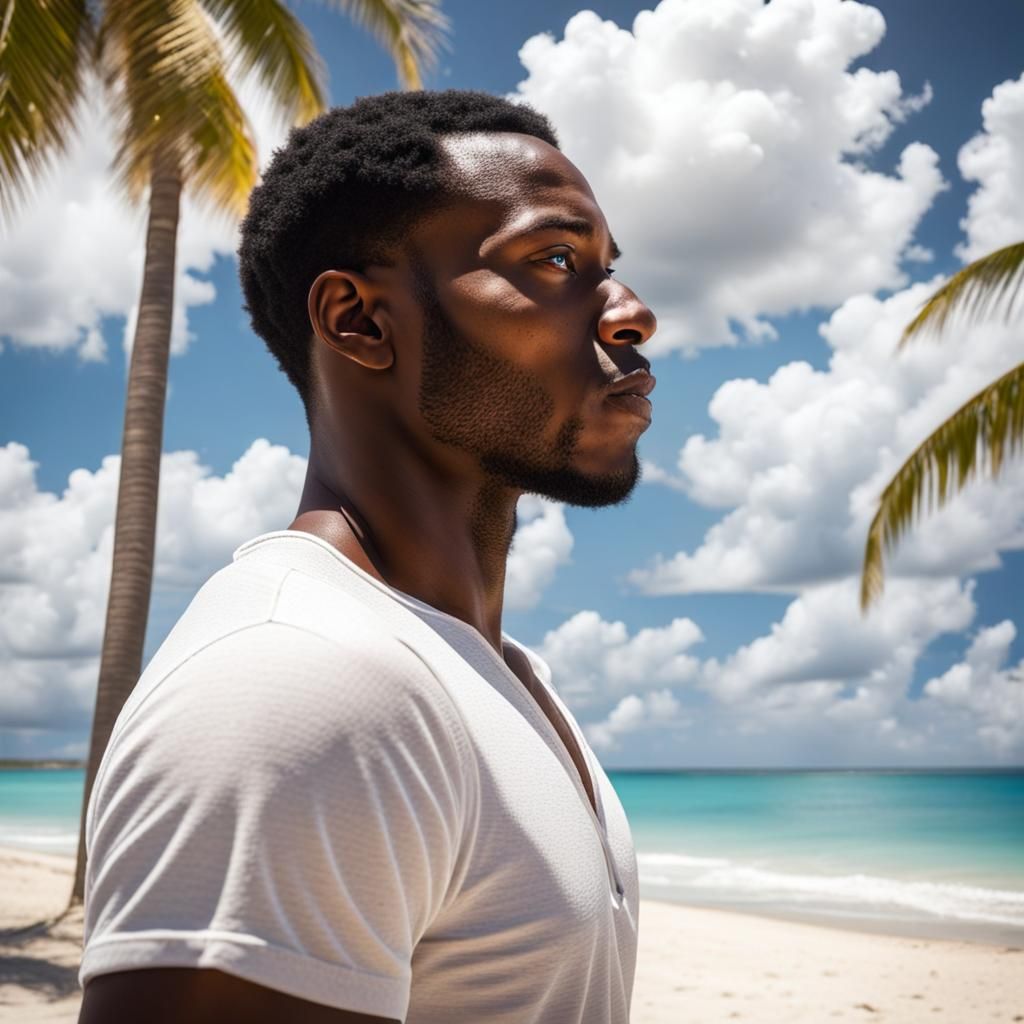 Caribbean Beach Serenity: A Moment of Reflection