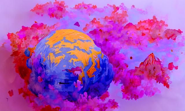 Singularity Nebula: Minimalist Ink Drawing in Ukiyo-e Style