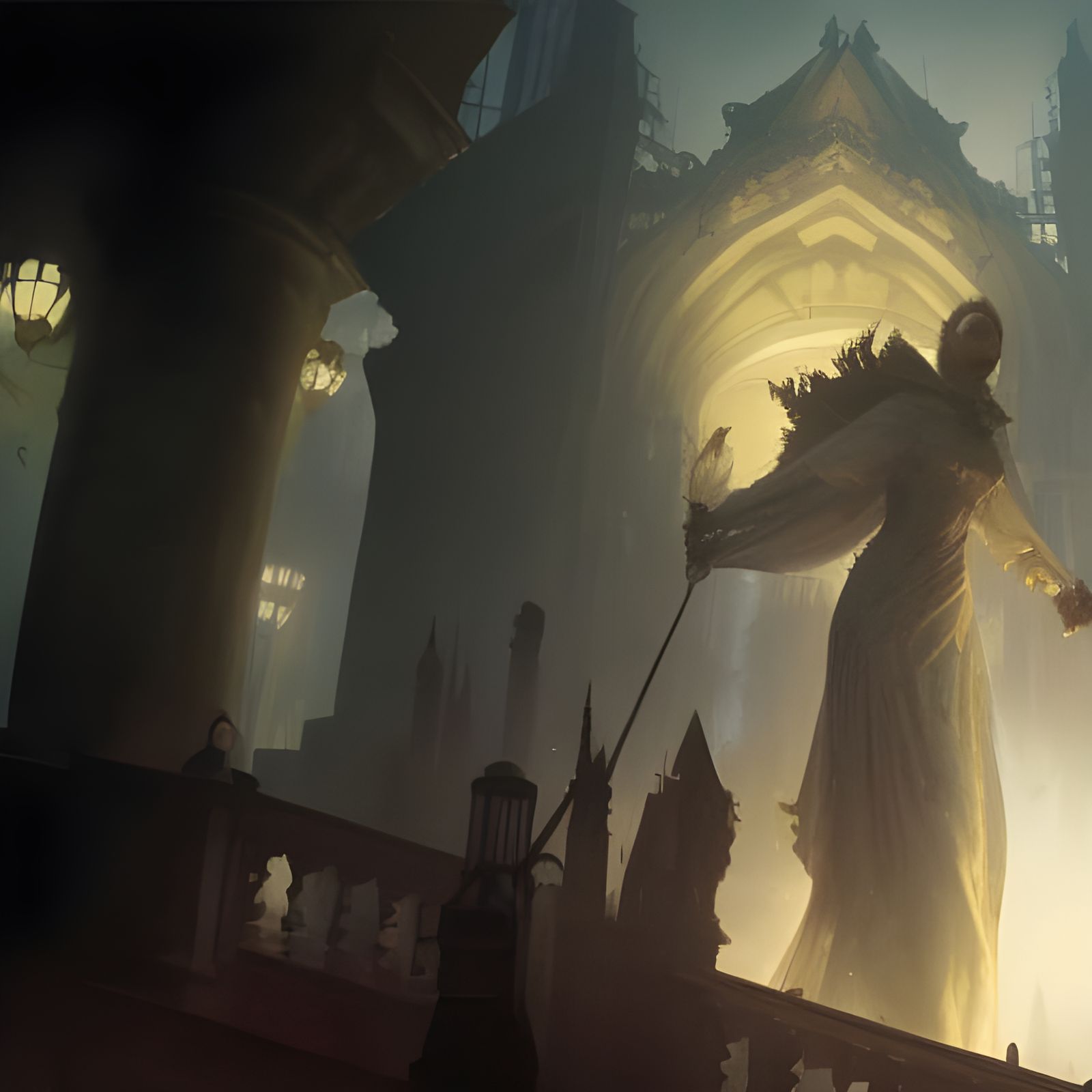 Dark Fantasy Masterpiece in Purple and Yellow