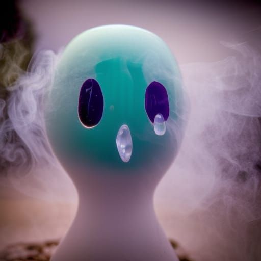 Colorful Crystal Ghost in Graveyard, Silver Nitrate Photo