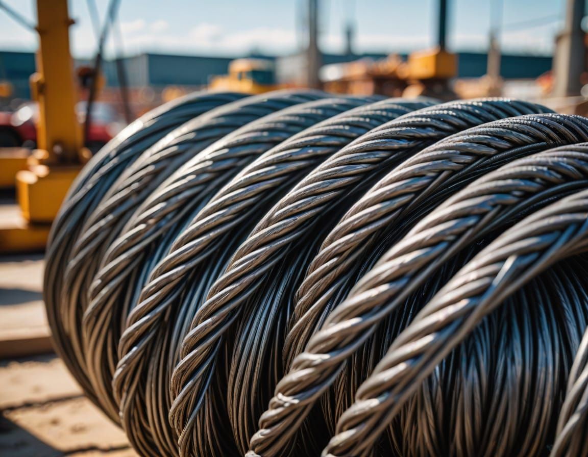 Wire Coiling on Construction Site in Industrial Photo
