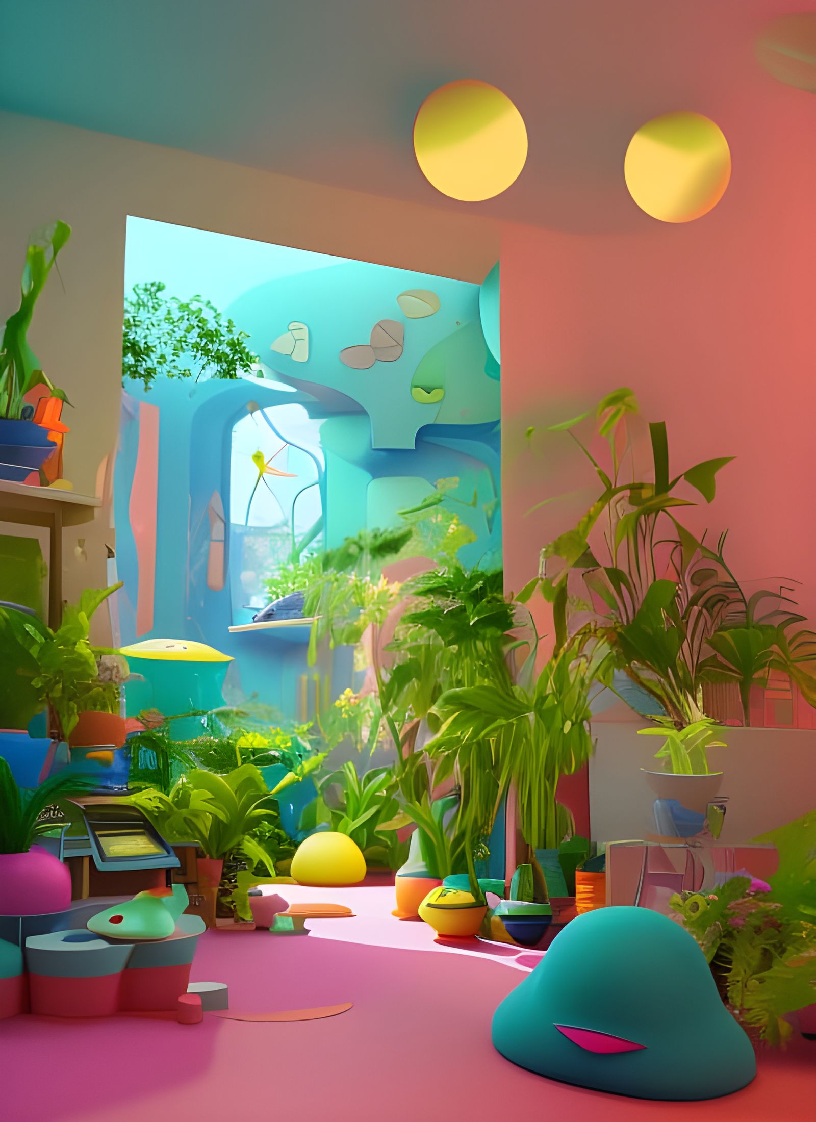Colourful 3D Cartoon Home Interior Design