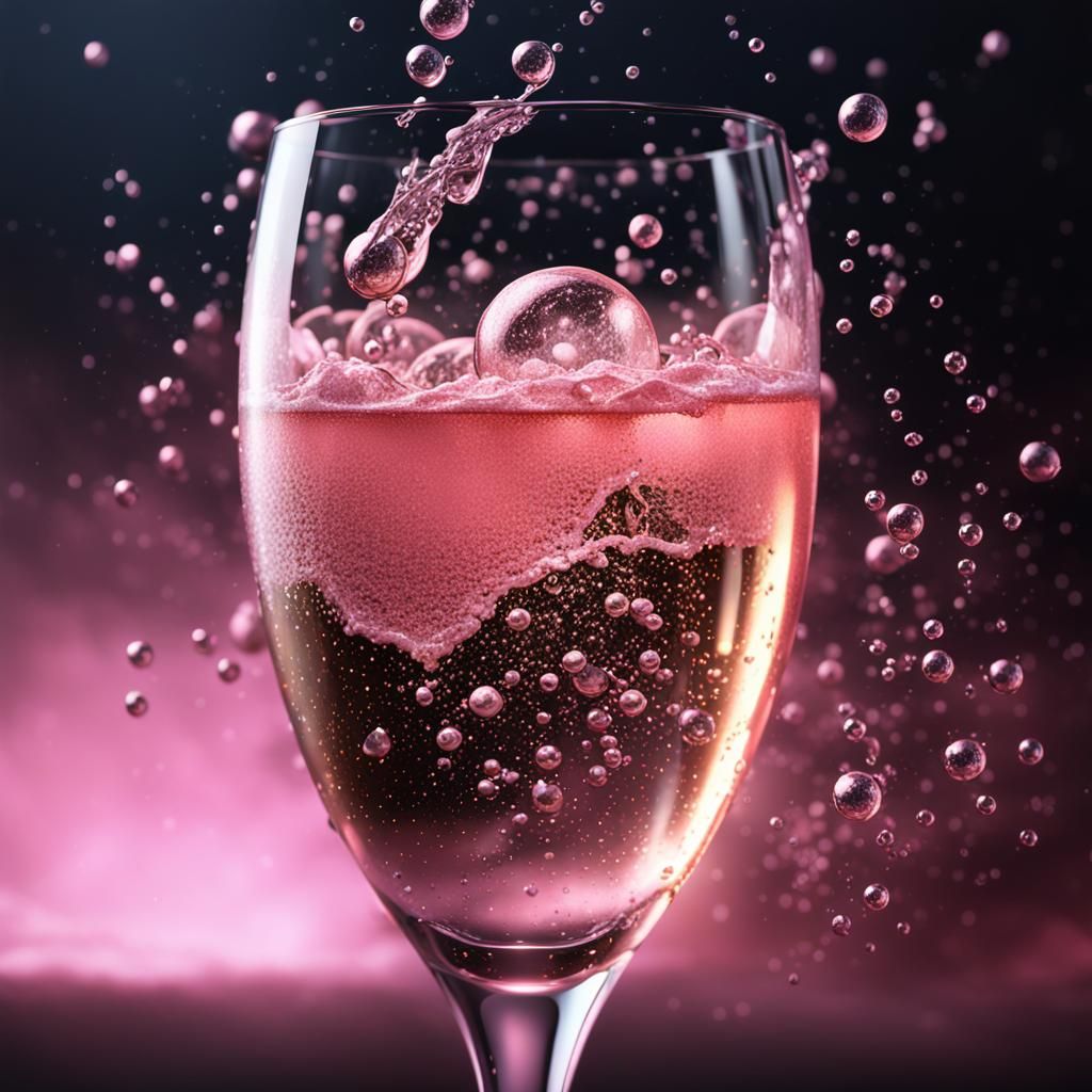 Detailed Pink Champagne Close-up: Fantasy Concept Art