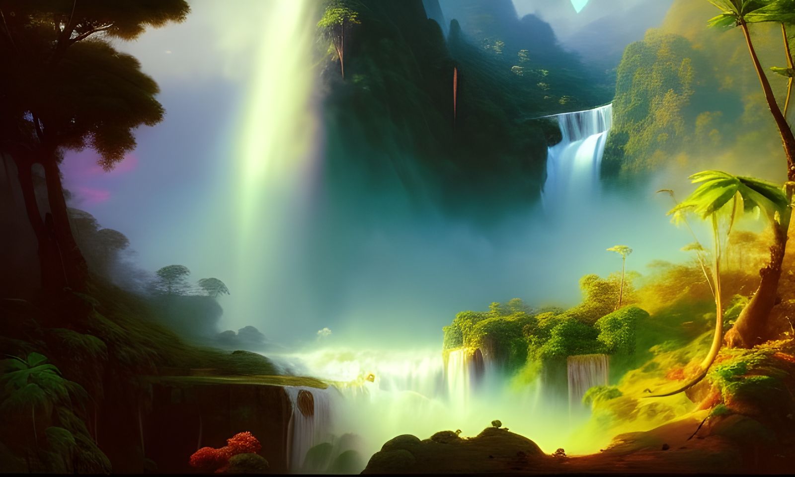 Lush Jungle Mountain Landscape Painting