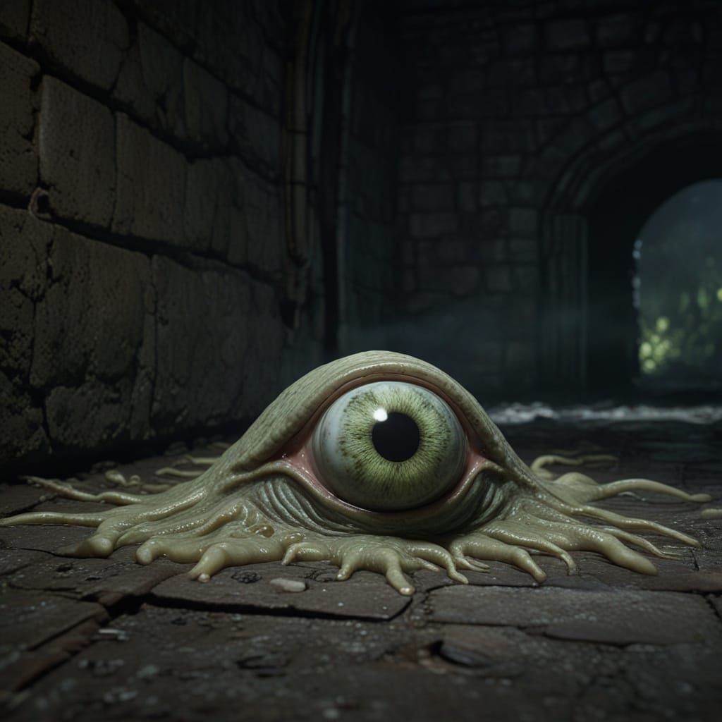 Sinister Eye Stares from Green Slime