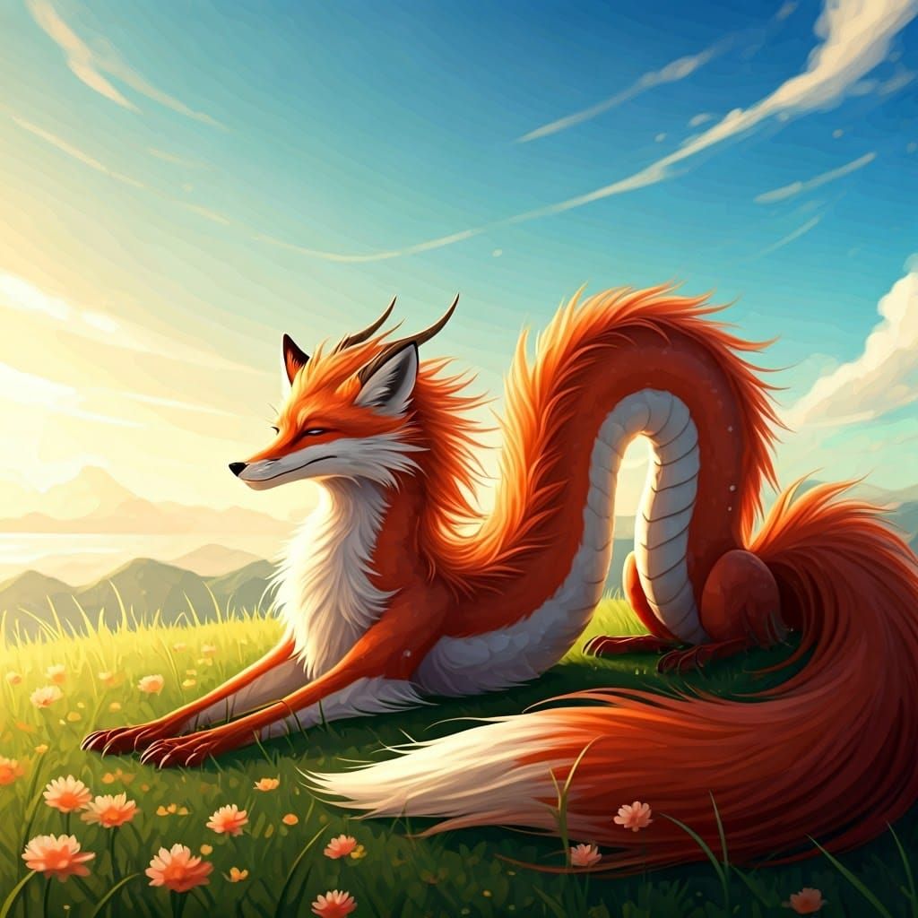Red Dragon Fox Soaking up the Sun