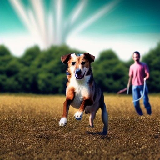 Dog's Extraterrestrial Playdate in Alien Field