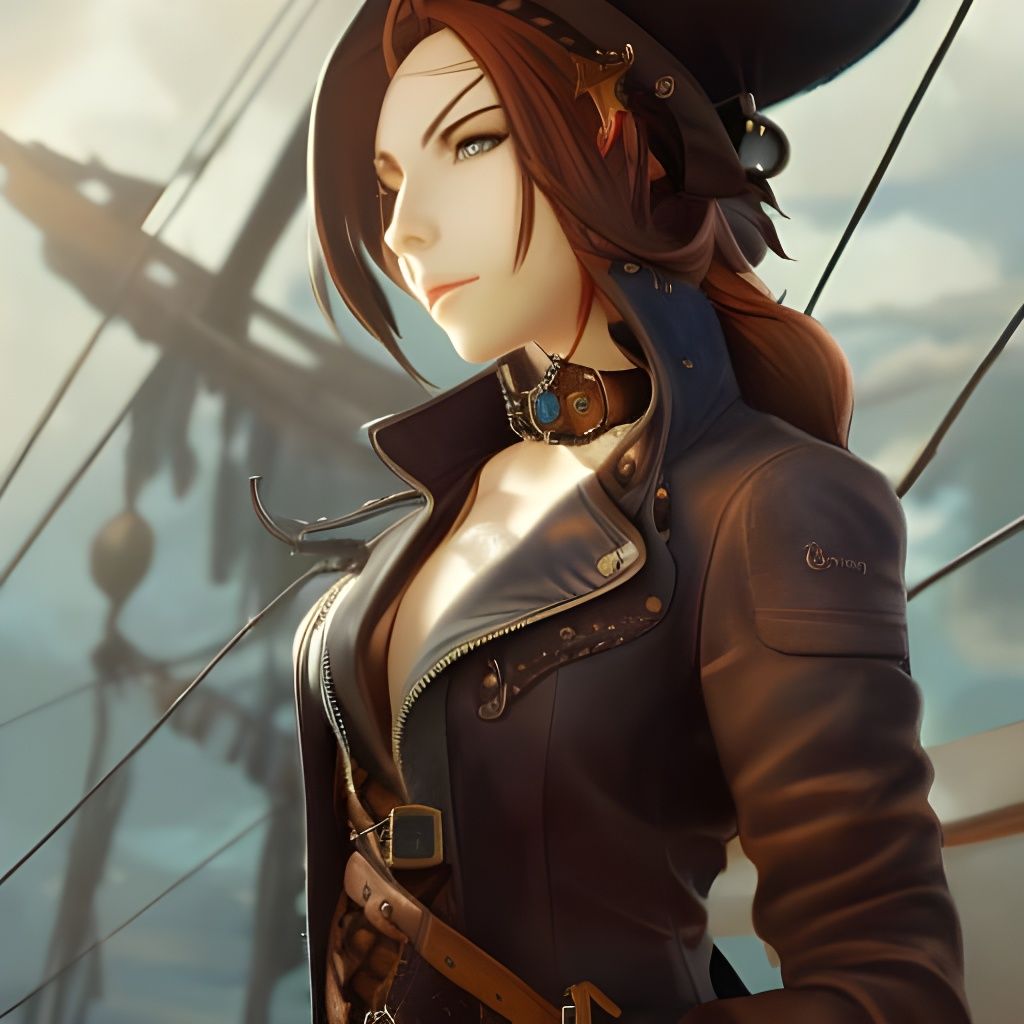 Steampunk Pirate Portrait in Anime Style
