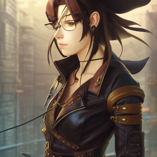 Steampunk Pirate Portrait in Anime Style